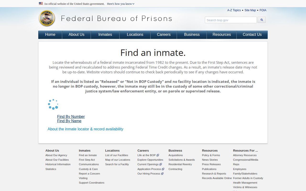 Minidoka County Federal Bureau of Prisons release lookup result